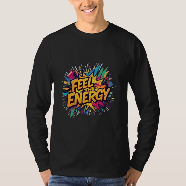 T-shirt FEEL THE ENERGY – Neon Lightning Heart Shirt (Devant)