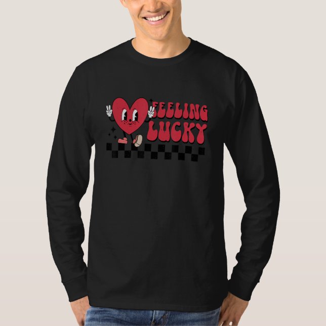 T-shirt Feeling Lucky Cute Heart  Valentine's Day Kids Boy (Devant)