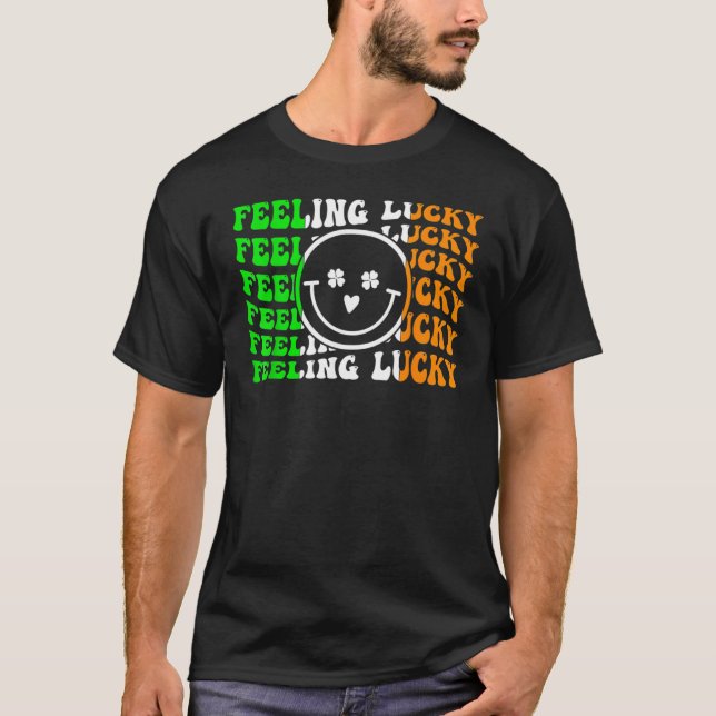 T-shirt Feeling Lucky Irish Flag Shamrock Leaf St Patrick' (Devant)