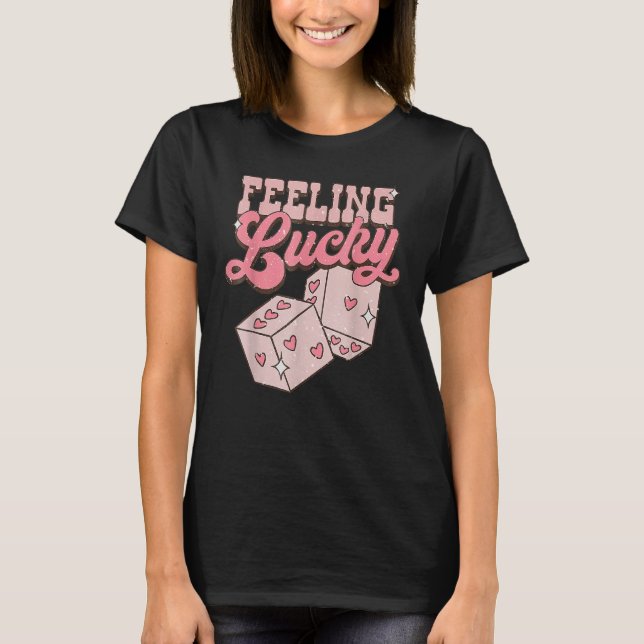 T-shirt Feeling Lucky Valentines Day Cute Hearts Girls Boy (Devant)