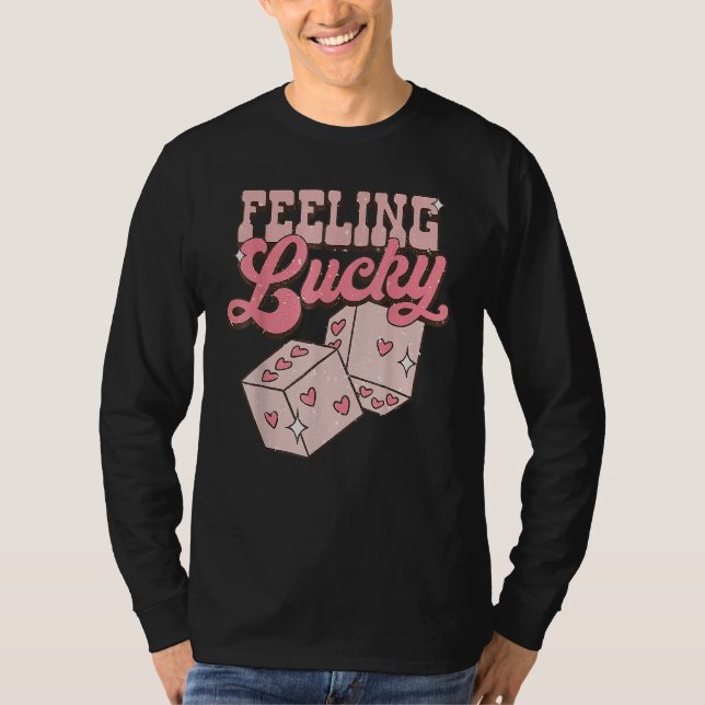 T-shirt Feeling Lucky Valentines Day Cute Hearts Girls Boy (Devant)