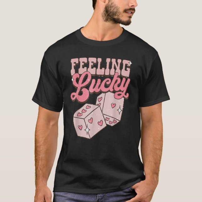 T-shirt Feeling Lucky Valentines Day Cute Hearts Girls Boy (Devant)