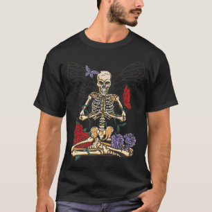 T-shirt Féerie Squelette En Jardin Avec Bouton Graphique R