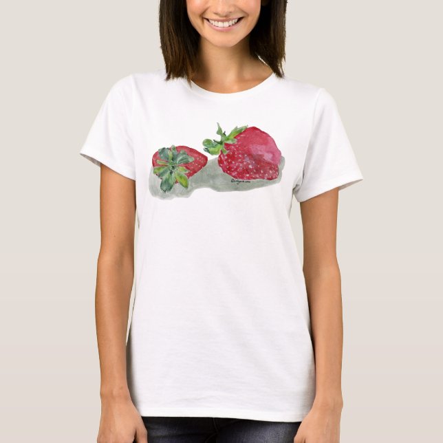 T-shirt féerique d'aquarelle de fraise (Devant)