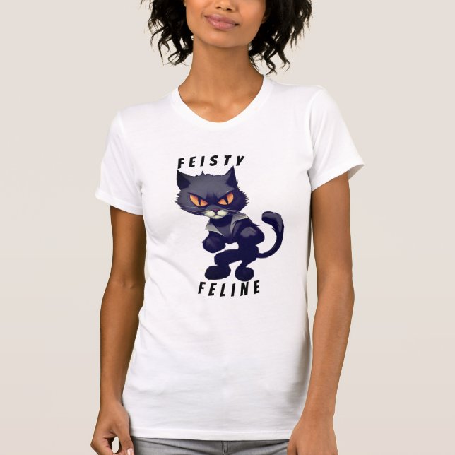 T-shirt Feisty Feline Superhero Funny Crazy Cat (Devant)