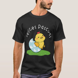 T-shirt Felices Pascuas 2Espagnol Joyeux Pâques Bébé poule