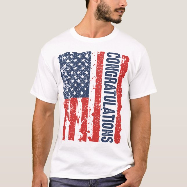 T-shirt Félicitations à Trump American Flag (Devant)