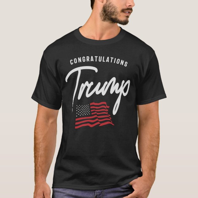 T-shirt Félicitations à Trump American Flag (Devant)