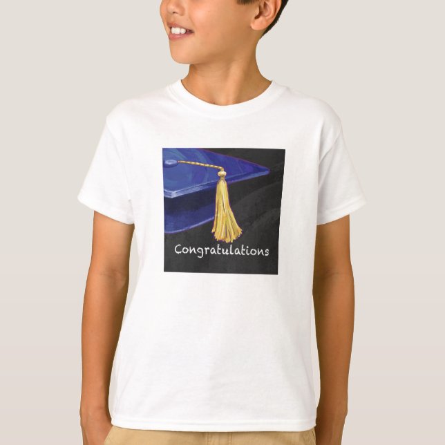 T-shirt Félicitations bleu et noir (Devant)