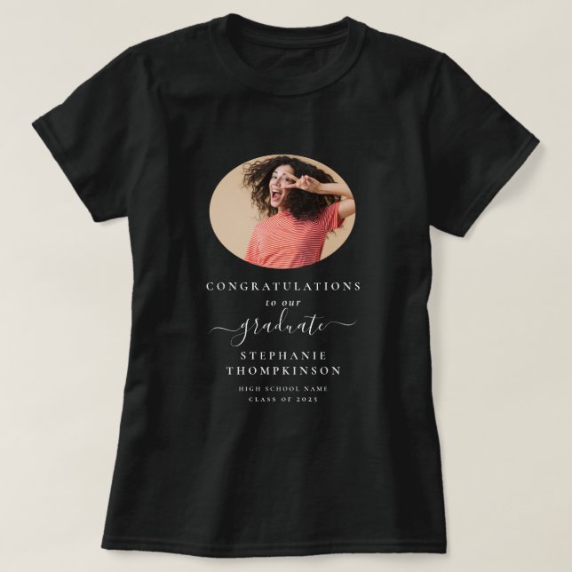 T-shirt Félicitations Grad 2025 Photo White Text Graduatio (Design devant)
