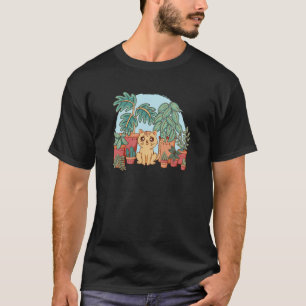 T-shirt Félin et floral Chat et plante adorables
