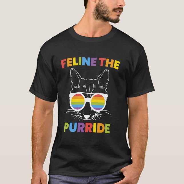 T-shirt Félin le chat de la Fierté LGBT - Gay Ally Fierté  (Devant)