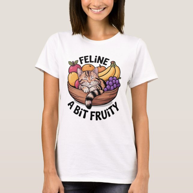 T-shirt Félin un peu fruité - Chat cosy (Devant)
