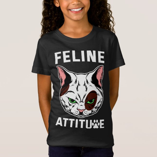 T-Shirt Feline Attitude Chat Mood Caractère animal de comp (Devant)