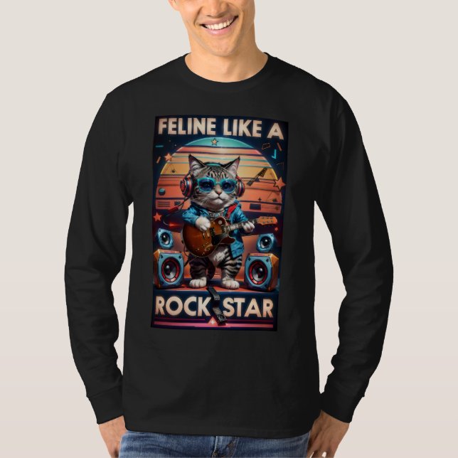 T-shirt Feline comme une rock star (Devant)