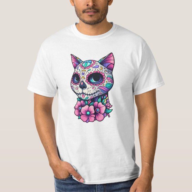 T-shirt Feline Dia de los Muertos (Devant)