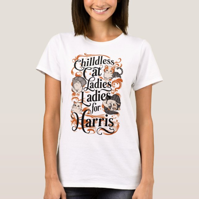 T-shirt Feline Fandom : Femmes chats sans enfants (Devant)