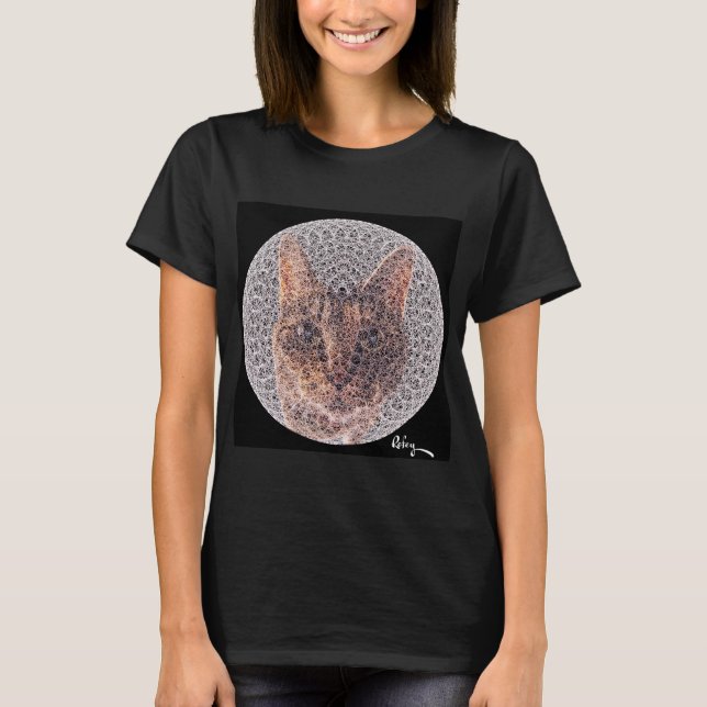 T-shirt Feline féminine fractale par Rofey (Devant)