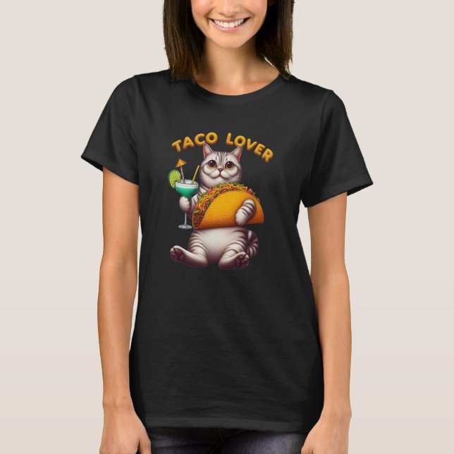 T-shirt Feline Fiesta avec Taco et boire (Devant)