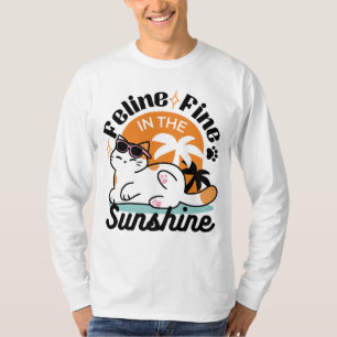 T-shirt Feline fin au soleil - Chat Tropical relaxé