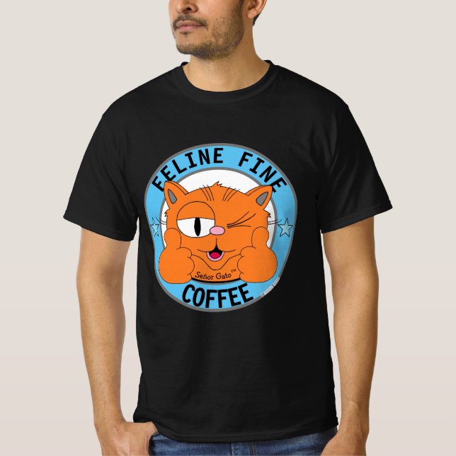 T-shirt FELINE FINE CAFÉ Cartoon Chat Señor Gato™ (Devant)