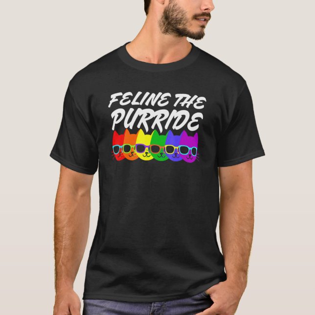 T-shirt Féline Le Chat Gay pride Purride Lgbt Portant La C (Devant)