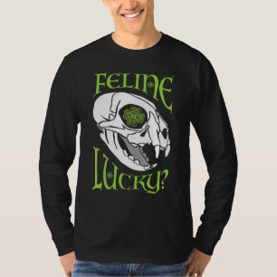 T-shirt Feline Lucky Chat Crâne Goth St Patrick S Day Celt
