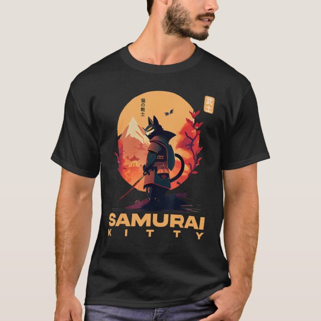 T-shirt Feline se demande l'ascension de Samurai Kitty (Devant)