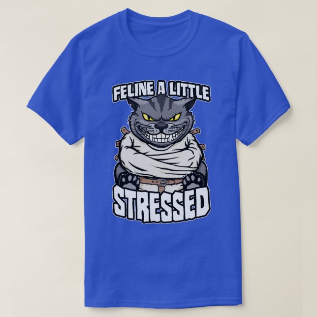 T-shirt Feline Un Petit Stress Crazy Chat Lady Drôle Mad (Design devant)