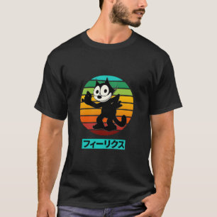 T-shirt Felix Cartoon Chat Retro Arc-en-ciel Coucher de so