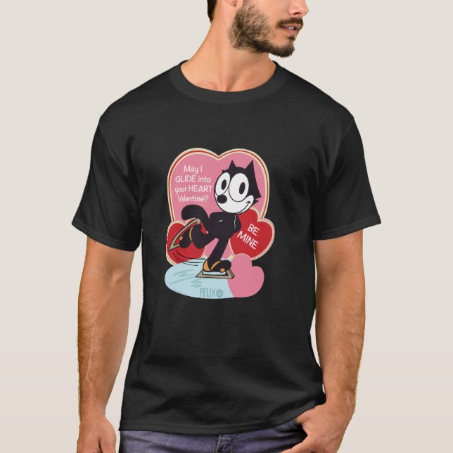 T-shirt Félix le chat patinage de la Saint-Valentin (Devant)
