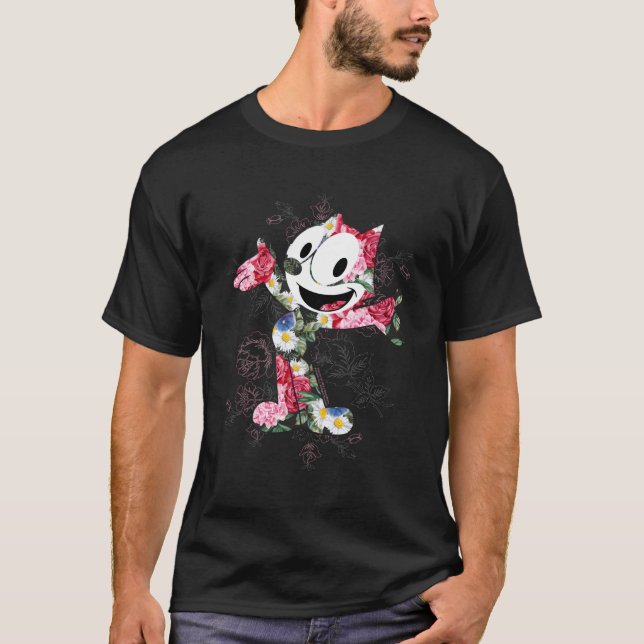 T-shirt Felix Le Remplissage Floral Du Chat (Devant)