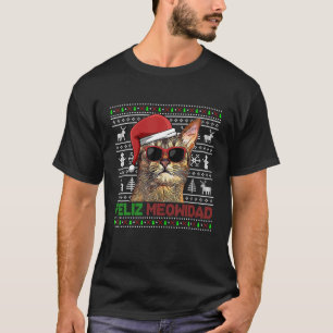 T-shirt Feliz Meowidad Abyssinian Chat Feliz Noël drôle
