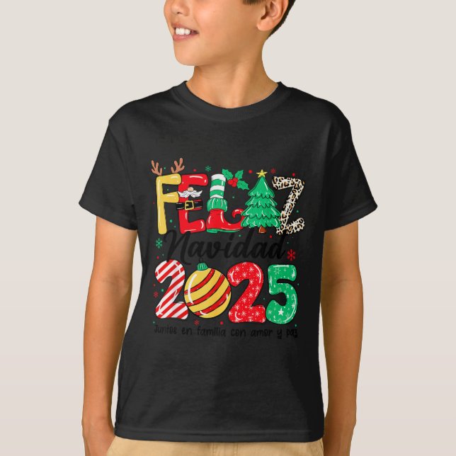 T-shirt Feliz Navidad 2025 Spanish Christmas Mexican Famil (Devant)