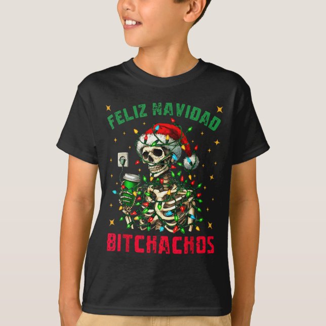T-shirt Feliz Navidad Achos Shirt Merry Xmas Christmas Lig (Devant)