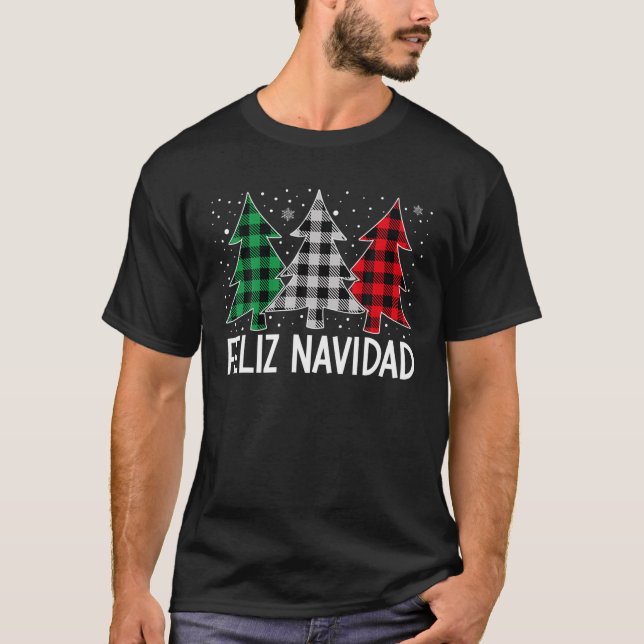 T-shirt Feliz Navidad Arbres de Noël espagnols corresponda (Devant)