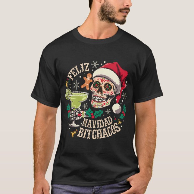 T-shirt Feliz Navidad Bitchachos Funny Ski Espagnol Merry (Devant)