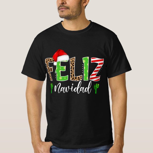 T-shirt feliz navidad cactus espagnol correspondance de no (Devant)