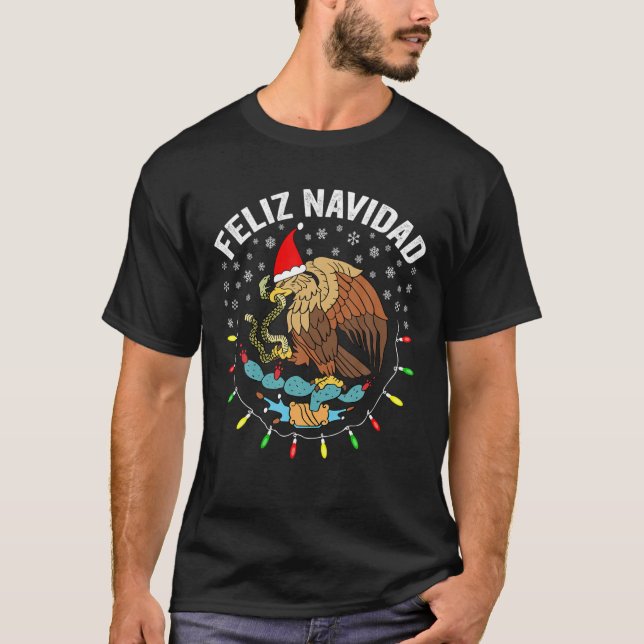 T-shirt Feliz Navidad Funny Illuminations de Noël Aigle Me (Devant)