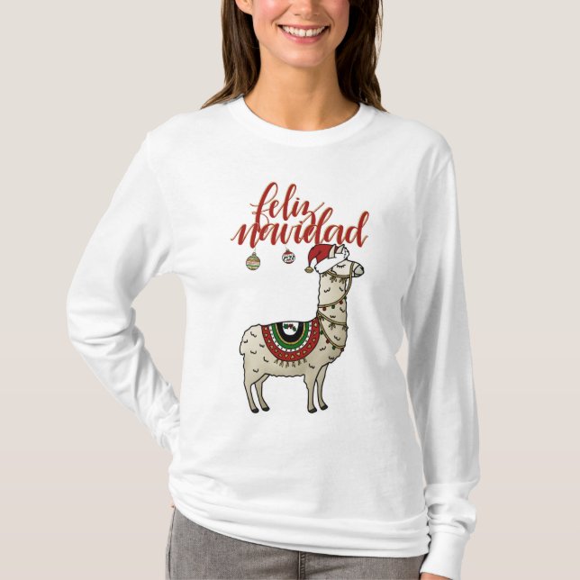T-shirt Feliz Navidad Llama (Devant)