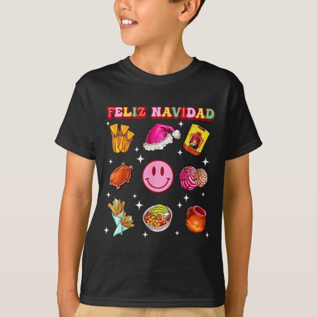 T-shirt Feliz Navidad Mexican Christmas Mexico Food Men Wo (Devant)