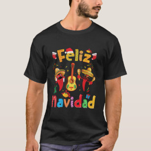 T-shirt Feliz Navidad Mexican Fiesta Hot Pepper Guitare Xm