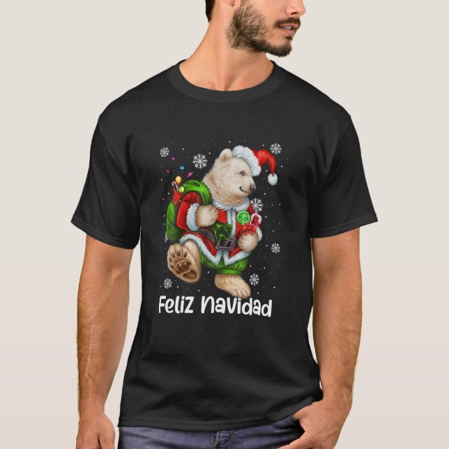 T-shirt Feliz Navidad - Ours Polaire Noël mignon garçon No (Devant)