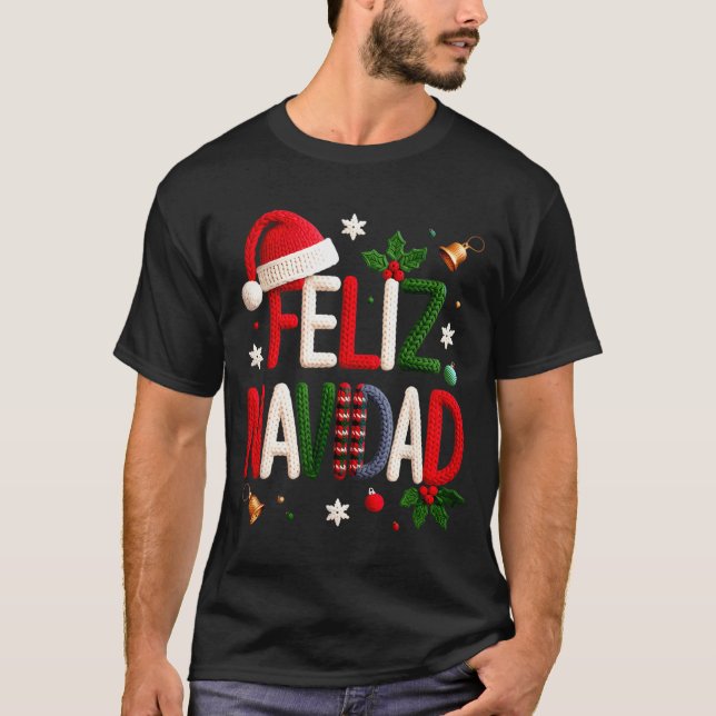 T-shirt Feliz Navidad Pajamas Spanish Mexican Christmas Bo (Devant)