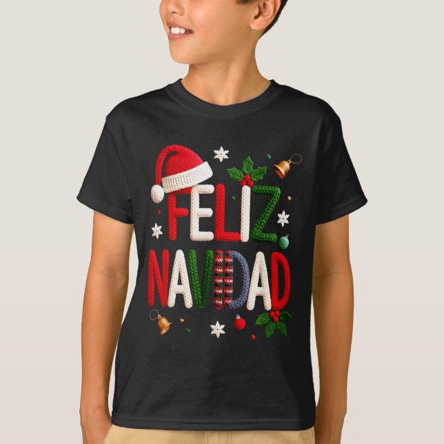 T-shirt Feliz Navidad Pajamas Spanish Mexican Christmas Bo (Devant)