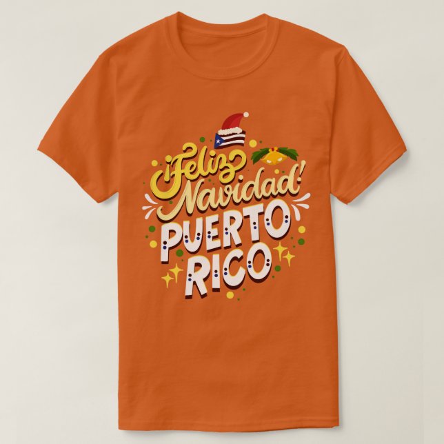 T-shirt Feliz Navidad Porto Rico Joyeux Noël (Design devant)