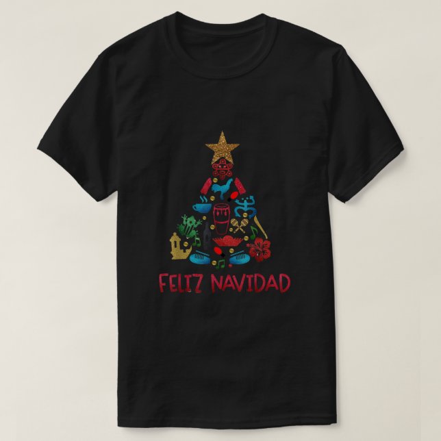 T-shirt Feliz Navidad Puerto Rican Christmas Tree Funny Xm (Design devant)