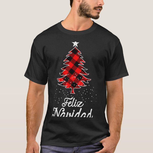 T-shirt Feliz Navidad Shirts Family - Christmas Trees Buff (Devant)