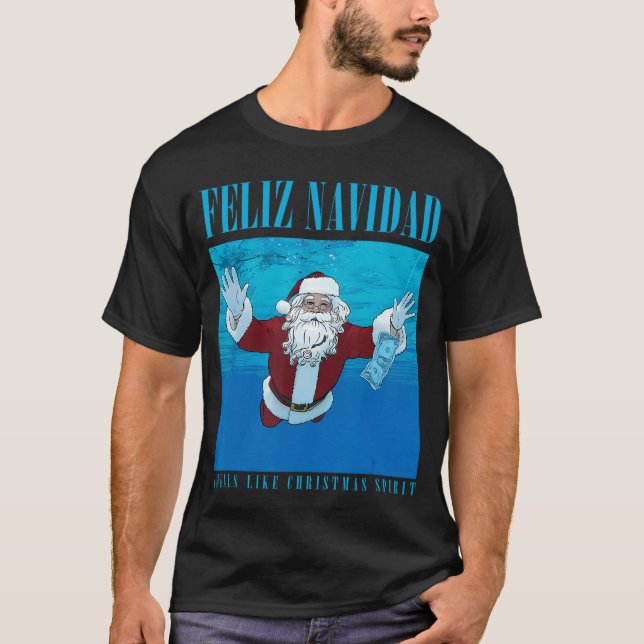 T-shirt feliz navidad smells like christmas spirit friend (Devant)