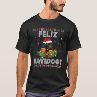 T-shirt Feliz Navidog Black Labrador Dog Ugly Sweater Chri